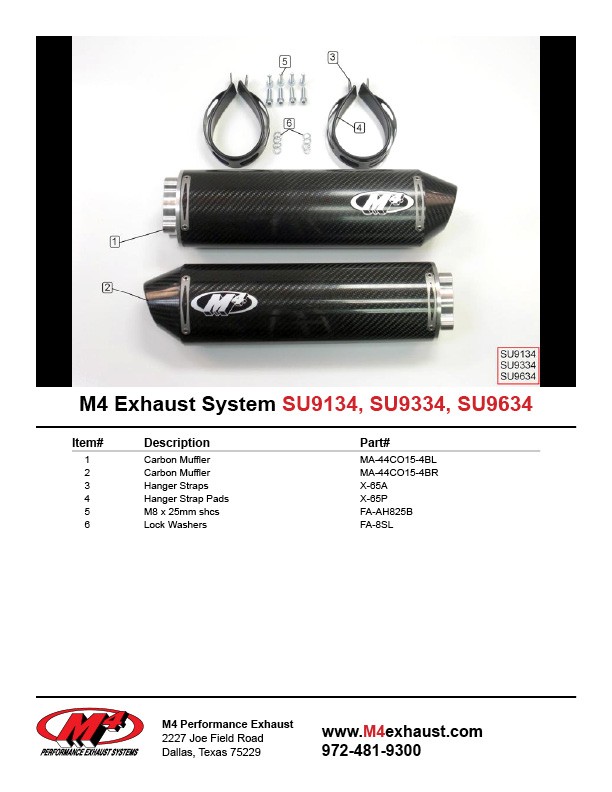 M4 BOLTON SYSTEM WITH DUAL CARBON FIBER CANISTERS 199800 Suzuki